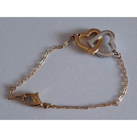 EUC Swarovski  Double Heart Bi-color Love Bracelet w/ Crystals - Picture 7 of 9